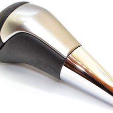 SHIFTIN Black Leather Gray Chrome Gear Shift Knob fit for Toyota Land Cruiser Fortuner Tundra and Lexus LX (Black Leather / Gray Chrome)