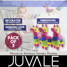 3-Pack Mini Rainbow Donkey Pinatas for Birthday Party, Cinco De Mayo, Fiestas, Events and Celebrations, Mexican Party Centerpieces & Decorations, 5 x 7.5 x 2 inches