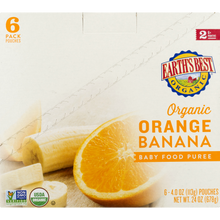 (6 Pack) Earth's Best Organic Stage 2, Orange Banana Baby Food Puree, 4 oz Pouch