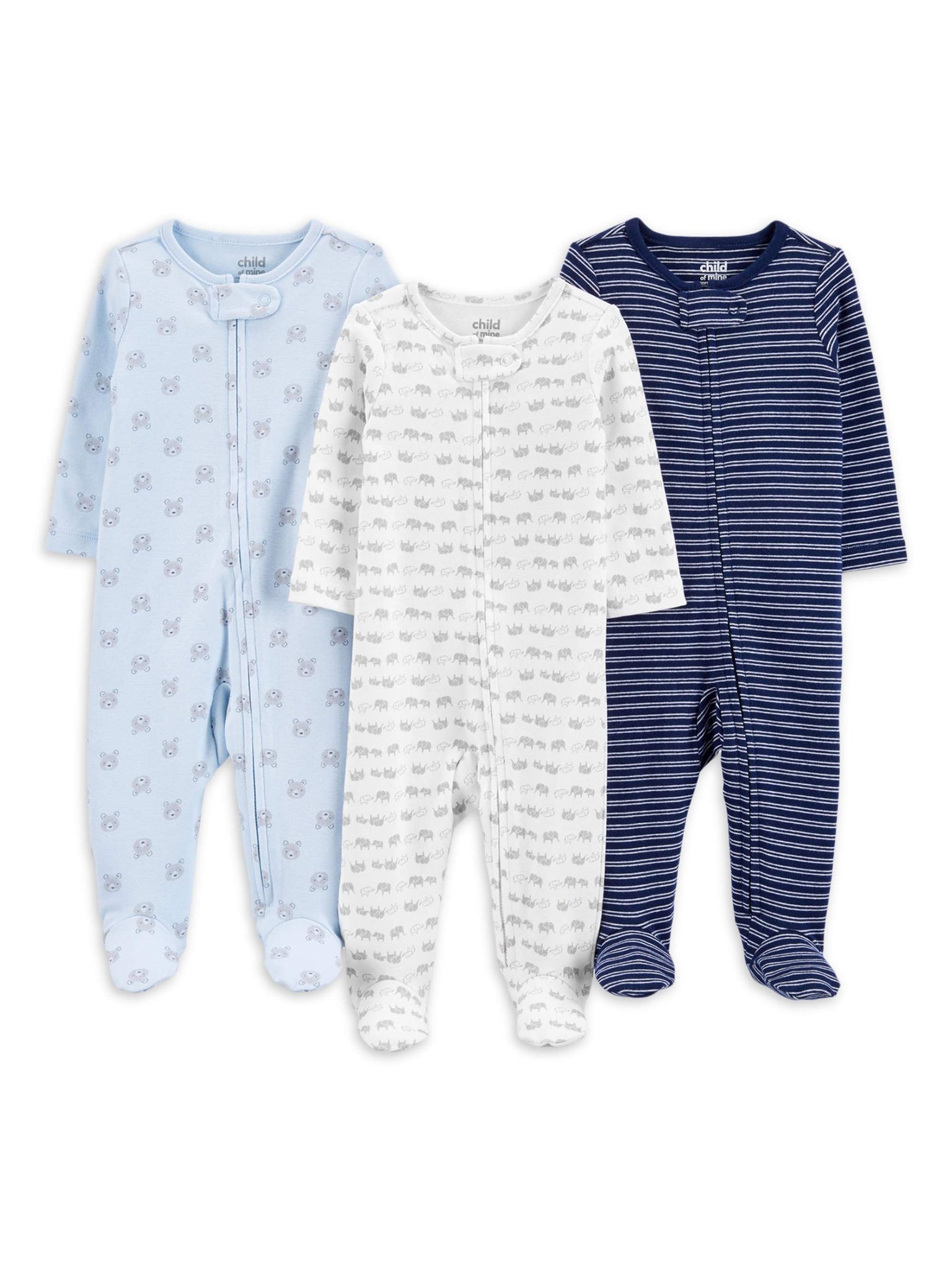 Child of Mine by Carter's Baby Boys Interlock Cotton Sleep 'N Play Pajamas, 3-Pack (Preemie-9M)