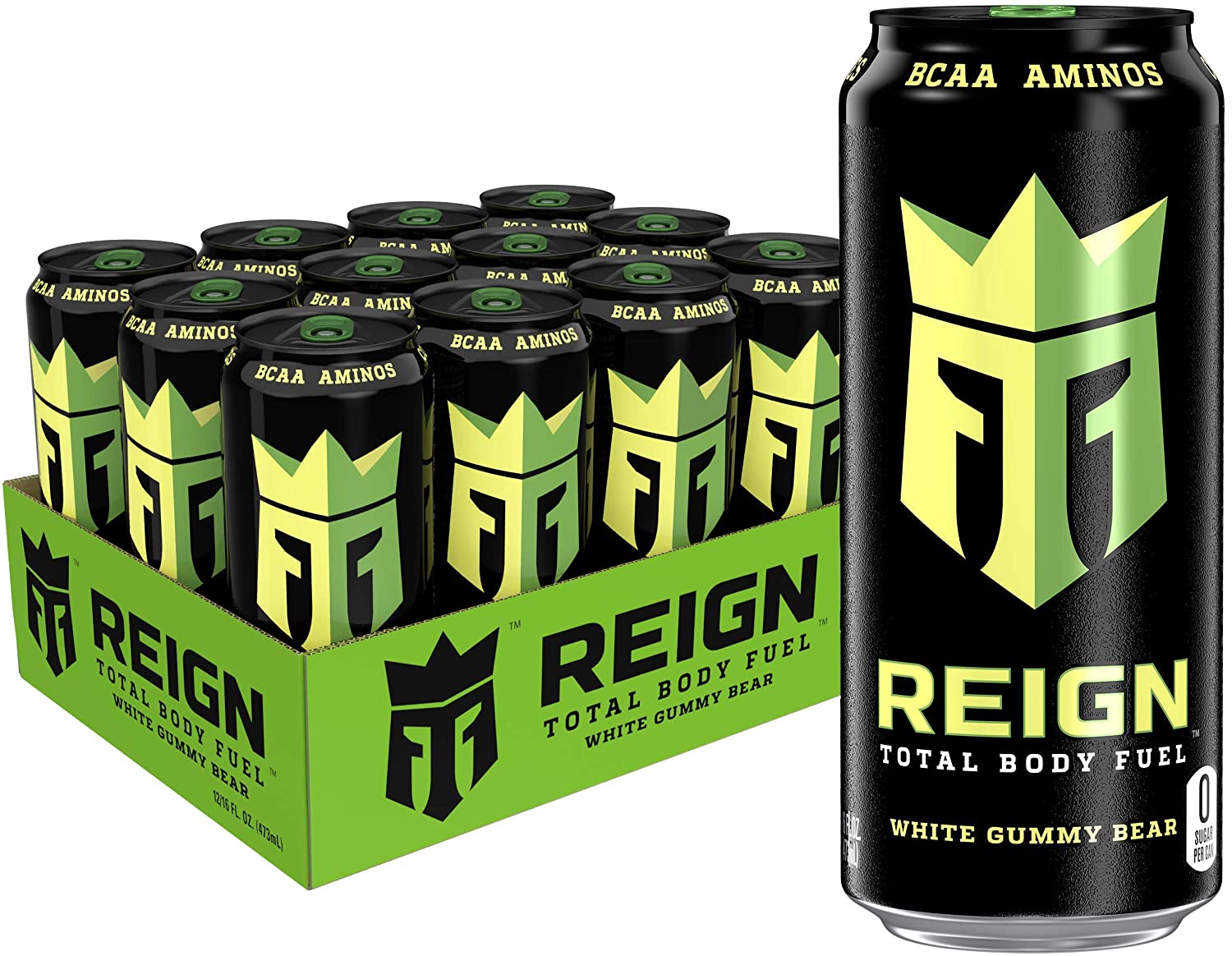 Reign Total Body Fuel Fitness Performance Drink, White Gummy Bear, 16 Fl Ounce (Pack of 12)