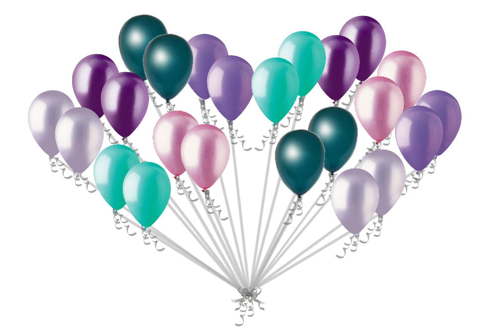 24 pc Aqua Purple Pink Teal Latex Party Balloon Birthday Baby Unicorn Mermaid 12