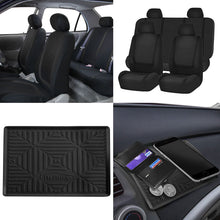 FH Group FB032102 Unique Flat Cloth Pair Set Seat Covers w. 2 Detachable Headrests,Gray/Black- Fit Most Car, Truck, SUV, or Van