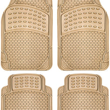 OxGord 4pc Rubber Floor Mats Universal Fit Front Driver Passenger Seat for Car SUV Van and Truck - Brick Style - Beige
