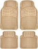 OxGord 4pc Rubber Floor Mats Universal Fit Front Driver Passenger Seat for Car SUV Van and Truck - Brick Style - Beige