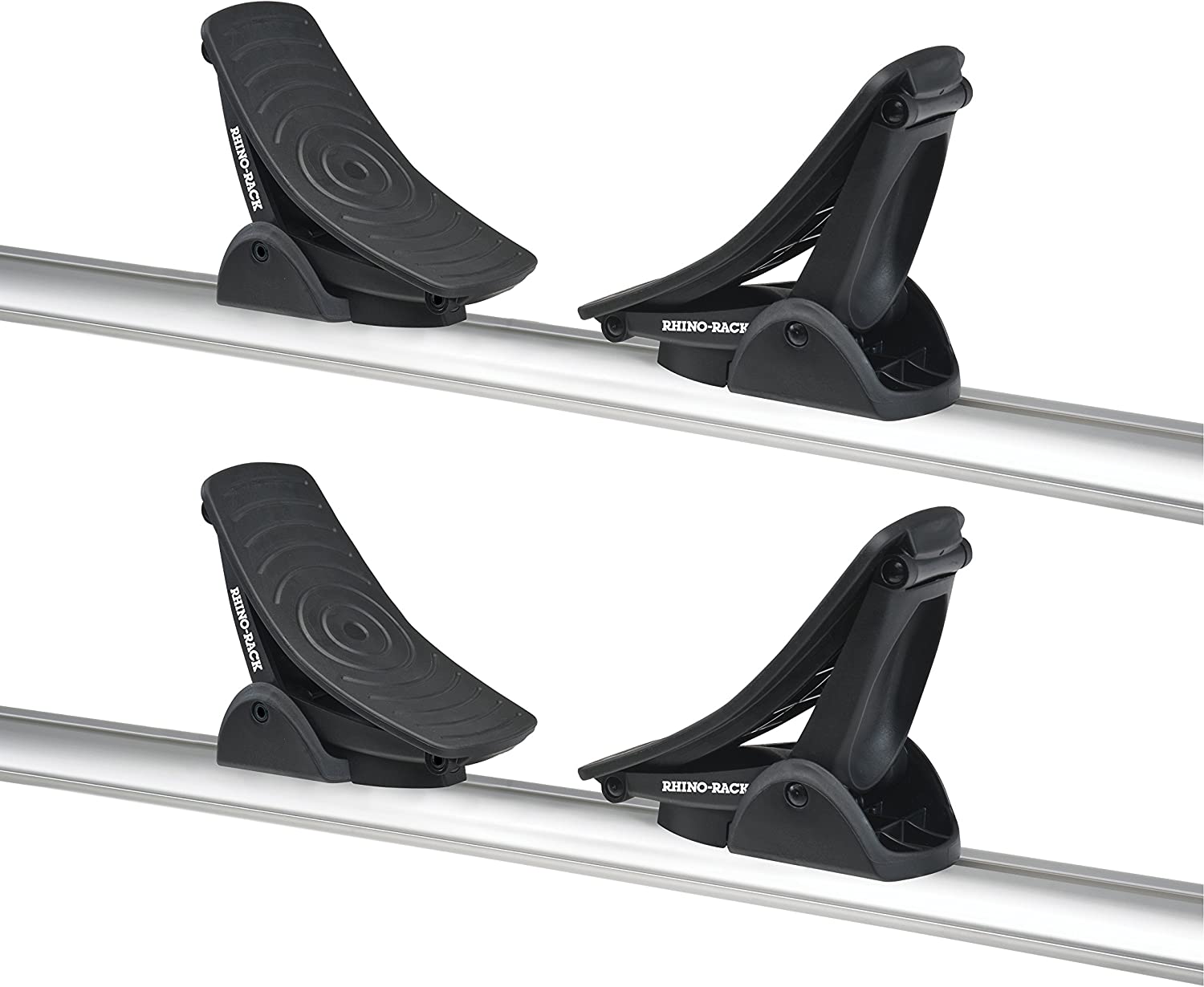 Rhino Rack Nautic 580 Series Kayak/Canoe Carrier, Includes 2 x Tie Down Straps and 2 x Rapid Straps w/Unique Buckle Protector (Side Loding)
