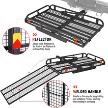 AA Products Hitch Mount Steel Cargo Carrier Basket with 49'' Folding Wheelchair Ramp, Fits 2'' Trailer Mounted Hitches