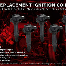 Ignition Coil Pack Set of 6 - Compatible with Ford, Mercury, Mazda & Lincoln Vehicles - 3.5L, 3.7L V6 Edge, F150, Explorer, Mustang, Taurus X, MKZ - Replaces 7T4E-12A375-EE, DG520, 7T4Z12029E, DG-520
