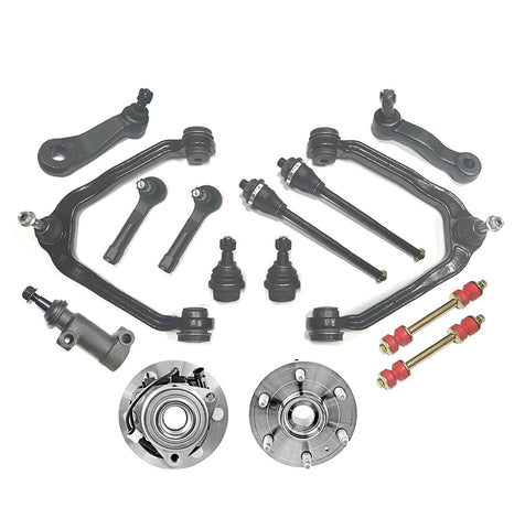 PartsW 15 Pc Suspension Kit For Chevrolet GMC Cadillac Escalade Avalanche Silverado Suburban Tahoe Sierra Yukon, Tie Rod Ends & Control Arms, Ball Joints & Sway Bars Wheel Bearing and Hub Assembly