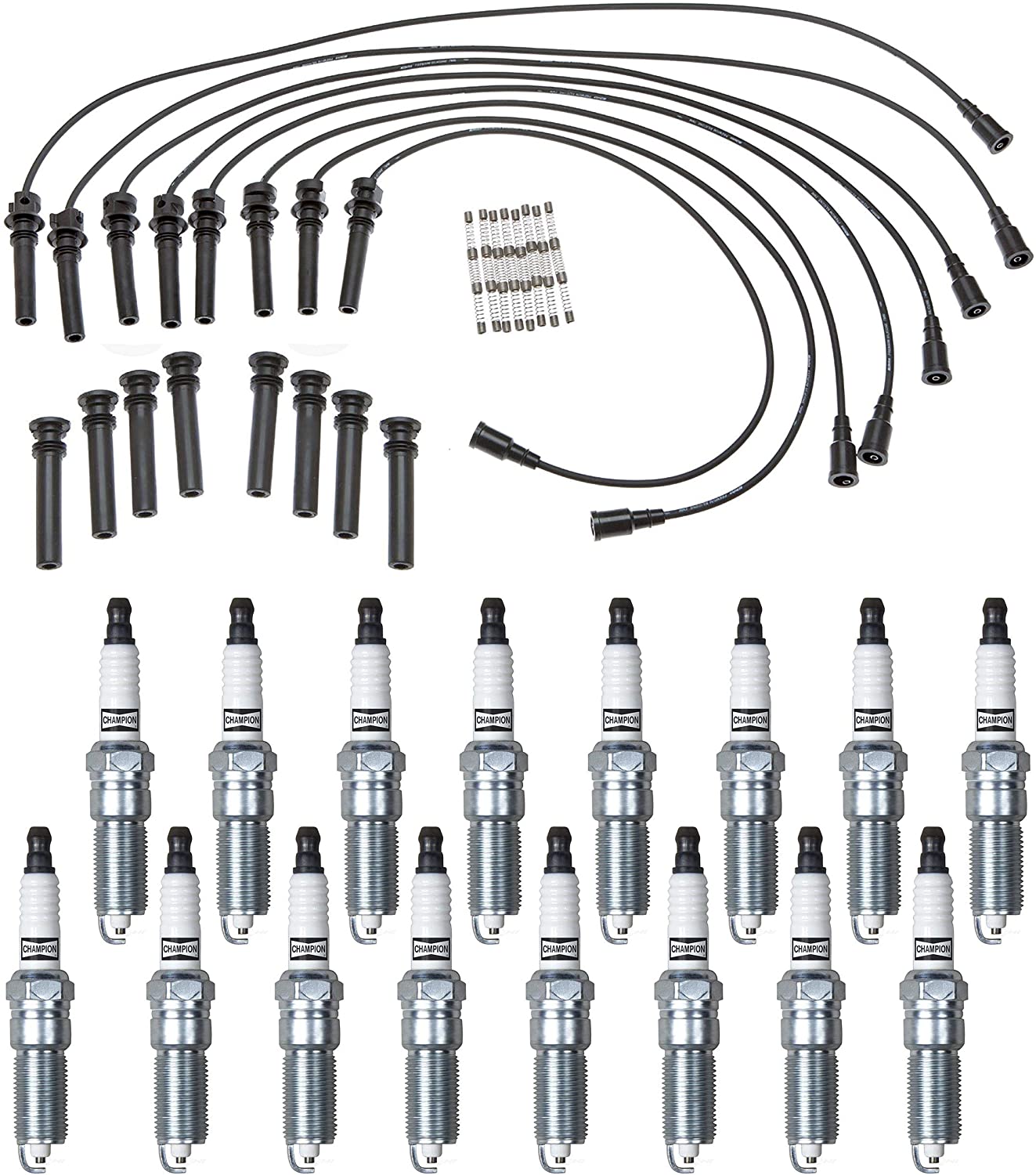 APDTY 141491 Spark Plug & Ignition Wire Tune Up Kit Fits 5.7L Hemi On 2005 Chrysler 300 Dodge Magnum or Jeep Grand Cherokee (Includes All 16 Spark Plugs, 8 Ignition Wires, 8 Ignition Coil Boots)