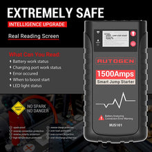 AUTOGEN 1500A 18000mAh Smart Portable Car Jump Starter (8.0L Gas & 6.0L Diesel Engines), 12V Auto Battery Booster Charger, Power Pack Jumper Box Pack for Trucks SUV, LCD Display