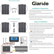 GIARIDE 50W 18V 12V Solar Panel Monocrystalline Cell Flexible Bendable Lightweight Waterproof Off-Grid Solar Power System Charger for RV, Boat, Caravans, Motorhome, Camping and 12V Battery Charging