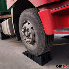 OMAC Auto Accessories Car Ramp Heavy Duty Leveling Blocks | Black Chocks Car Tires Lifting Stabilization 2 Pcs. | Vehicle Ramp - Pair 11000lbs GVW Capacity