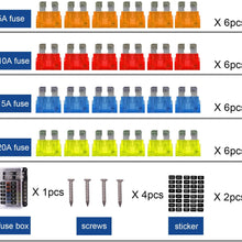 BlueFire 6 Way Blade Fuse Box Fuse Box Holder Standard Circuit Fuse Holder Box Block with LED Light Indication & Protection Cover for Car Boat Marine Trike Car Truck Vehicle SUV Yacht RV