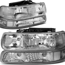 4Pcs Chrome Housing Clear Corner Headlight Bumper Light Lamp Replacement for Chevy Silverado Suburban Tahoe 99-02