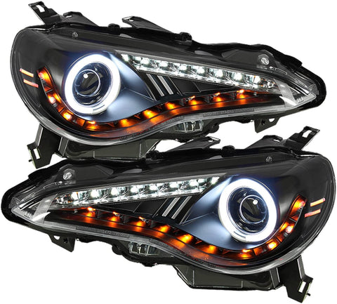 Spyder 5075383 Scion FRS 12-19/17-19 Toyota 86 (Halogen model only) Projector Headlights - CCFL Halo - DRL LED - Black