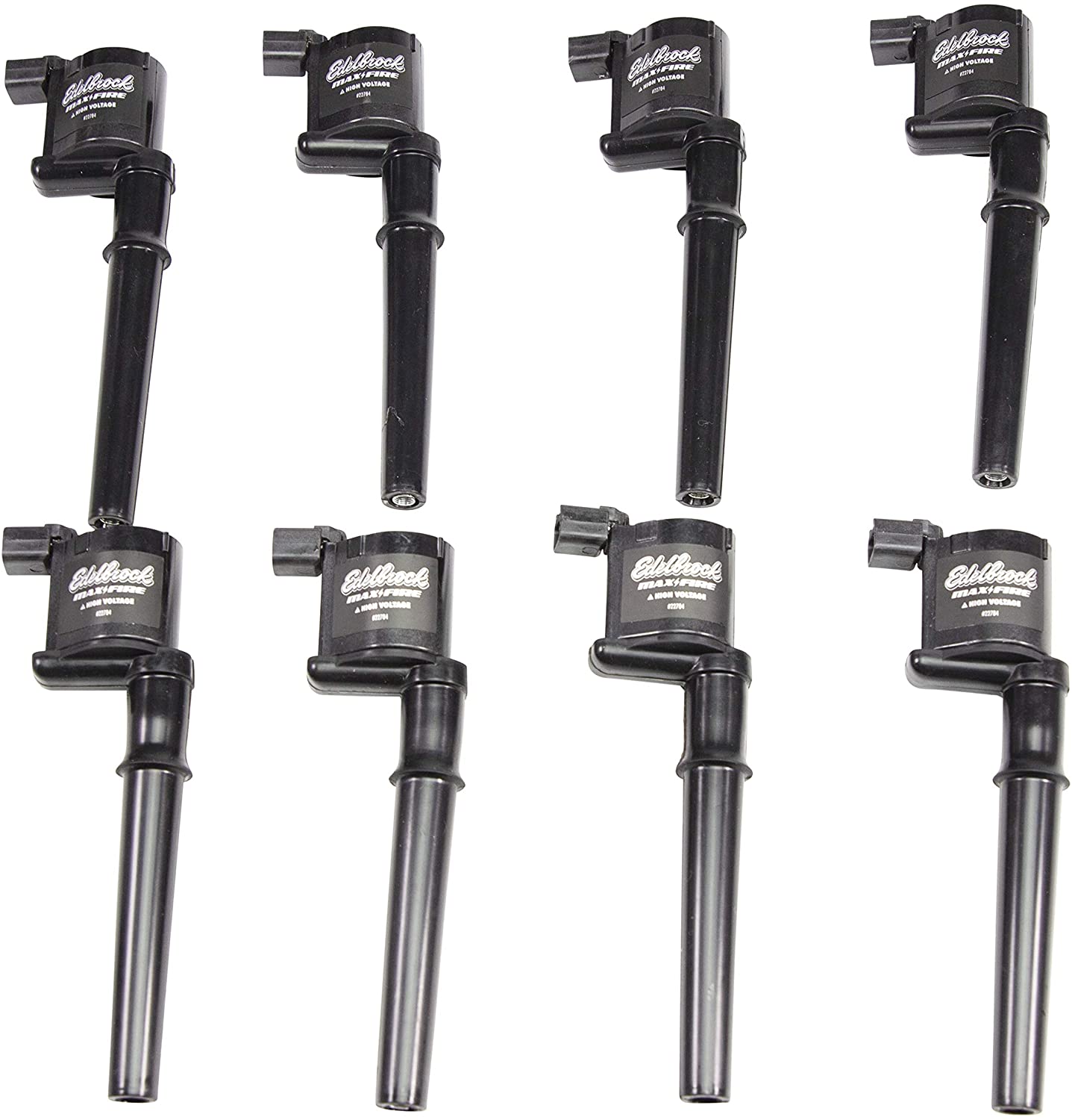 Edelbrock Max-Fire Igniton Coil 22785B for Ford 4.6L/5.4L 4-Valve Engines, Black, Set of 8