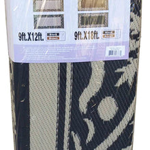 Reversible Mats Outdoor Patio / RV Camping Mat - Palm Tree (Black/Beige, 9-Feet x 12-Feet)