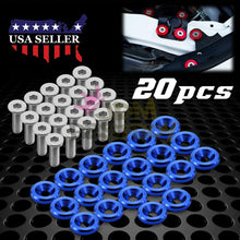 JDMBESTBOY 20pcs Blue Billet Aluminum Fender Bumper Washer Bolt Engine Bay Screw Dress Up Kit JDM M6x15mm 6061 T6-Grade