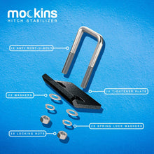 Mockins Hitch Mount Cargo Carrier Anti Rattle Hitch Tightener | The Hitch Stabilizer for 2" & 1.25" Hitches is Constructed from Heavy Duty Steel with Rust Free Coating