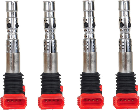 ENA Pack of 4 Ignition Coil compatible with 2001-2005 Audi A4 TT MK4 Volkswagen Jetta Golf GTI Passat 1.8T Compatible with 06B905115R 06B905115D 06C905115M