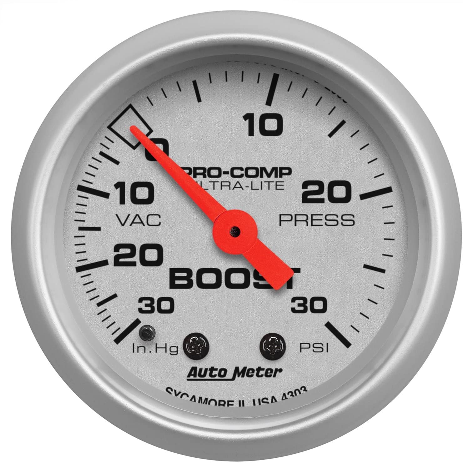 Auto Meter 4303 Ultra-Lite Mechanical Boost/Vacuum Gauge, 2.3125 in.