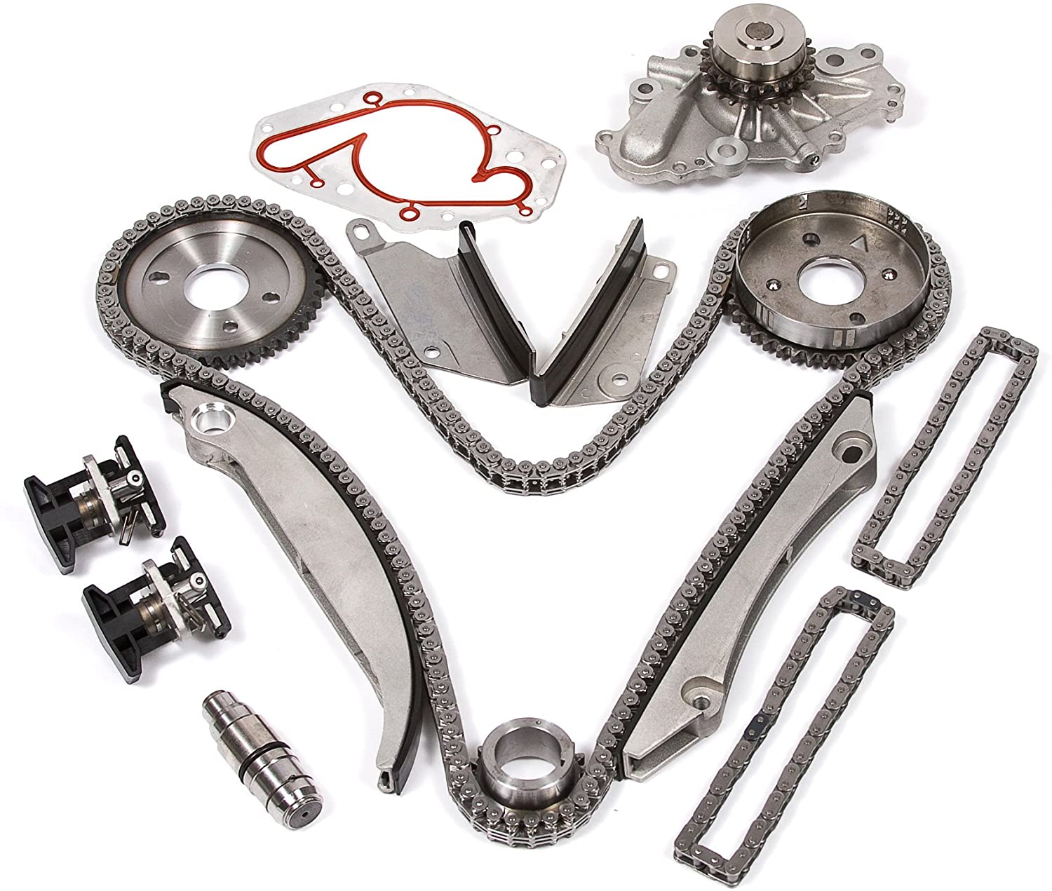 Evergreen TK5028HWPT Compatible With 02-06 Chrysler Dodge 2.7L EER V6 Timing Chain Kit Water Pump (NGC Cam Gear)