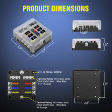 Nilight 6 Way Blade Fuse Block 6 Circuits with Negative Bus Fuse Box Holder with LED Indicator ATO/ATC Fuse Panel Waterproof Cover for 12V Automotive Cars Marine Boats,RVs,Trailers,2 Years Warranty