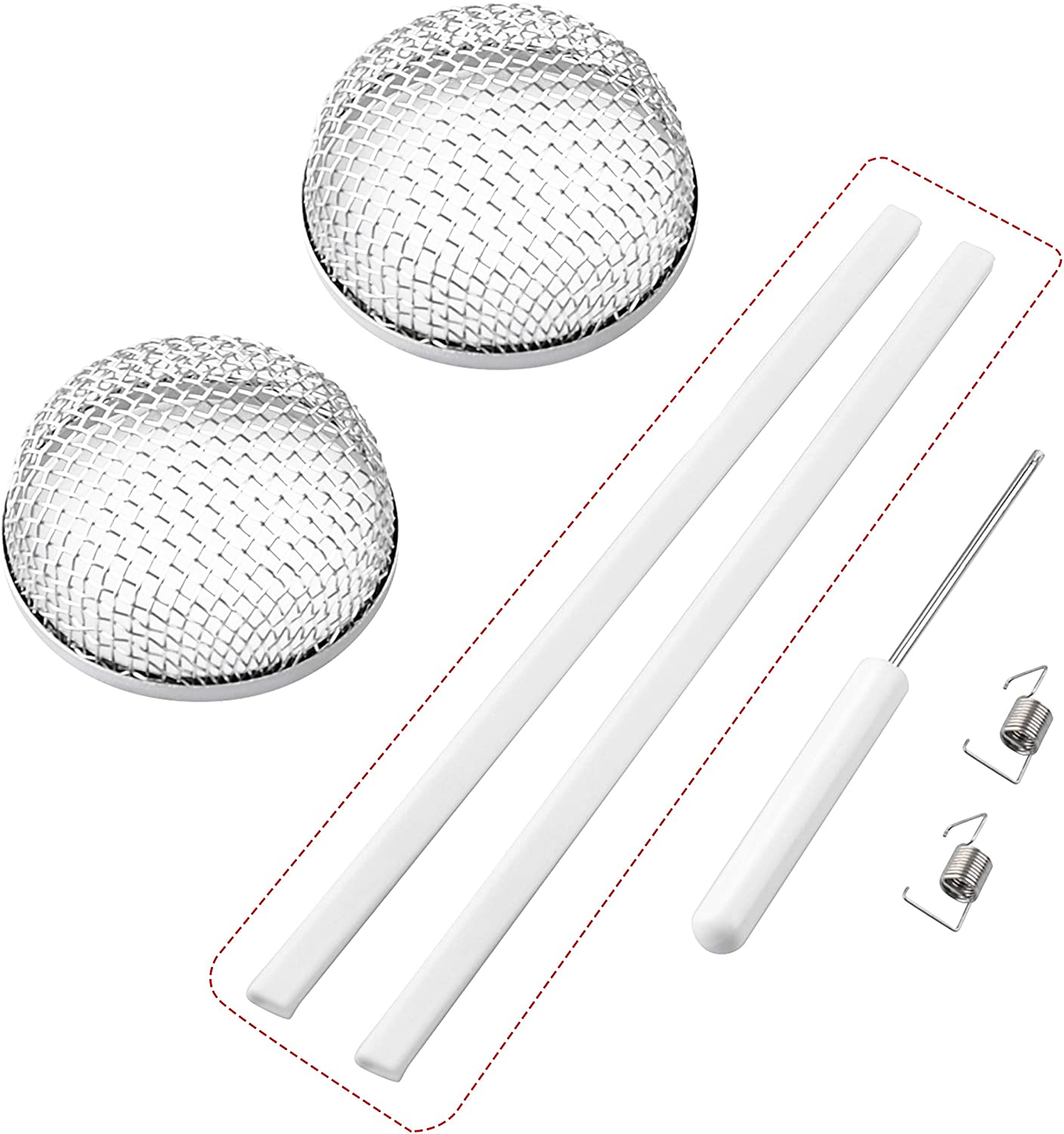 RVGUARD RV Flying Insect Screen, Stainless Steel Mesh RV Furnace Vent Cover with Installation Tool and Silicone Rubber, 2.8 x 1.3 Inch for Furnace Fitting, 8.5 x 6 x 1.3 Inch for Water Heater