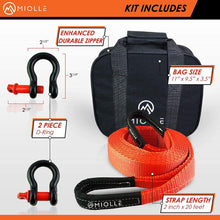 Miolle Offroad Recovery Set Tow Strap 2”x20’ (20990lb) - Lab Tested MBS Tow Rope for Small Vehicles, ATV, UTV, Snowmobile