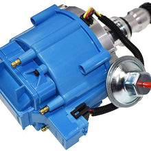 A-Team Performance HEI Complete Distributor Straight 6 Cylinder 240 and 300 65K Coil Compatible With Ford F100 F150 F250 E100 E150 One Wire Installation Blue Cap