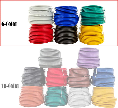 16 Gauge 6 Color Combo 50 Feet Roll (300 ft total) Copper Clad Aluminum Low Voltage Automotive Primary Harness Wire for Car Stereo Amplifier Remote Trailer Hookup Wiring (Also in 14 & 18 Guage)