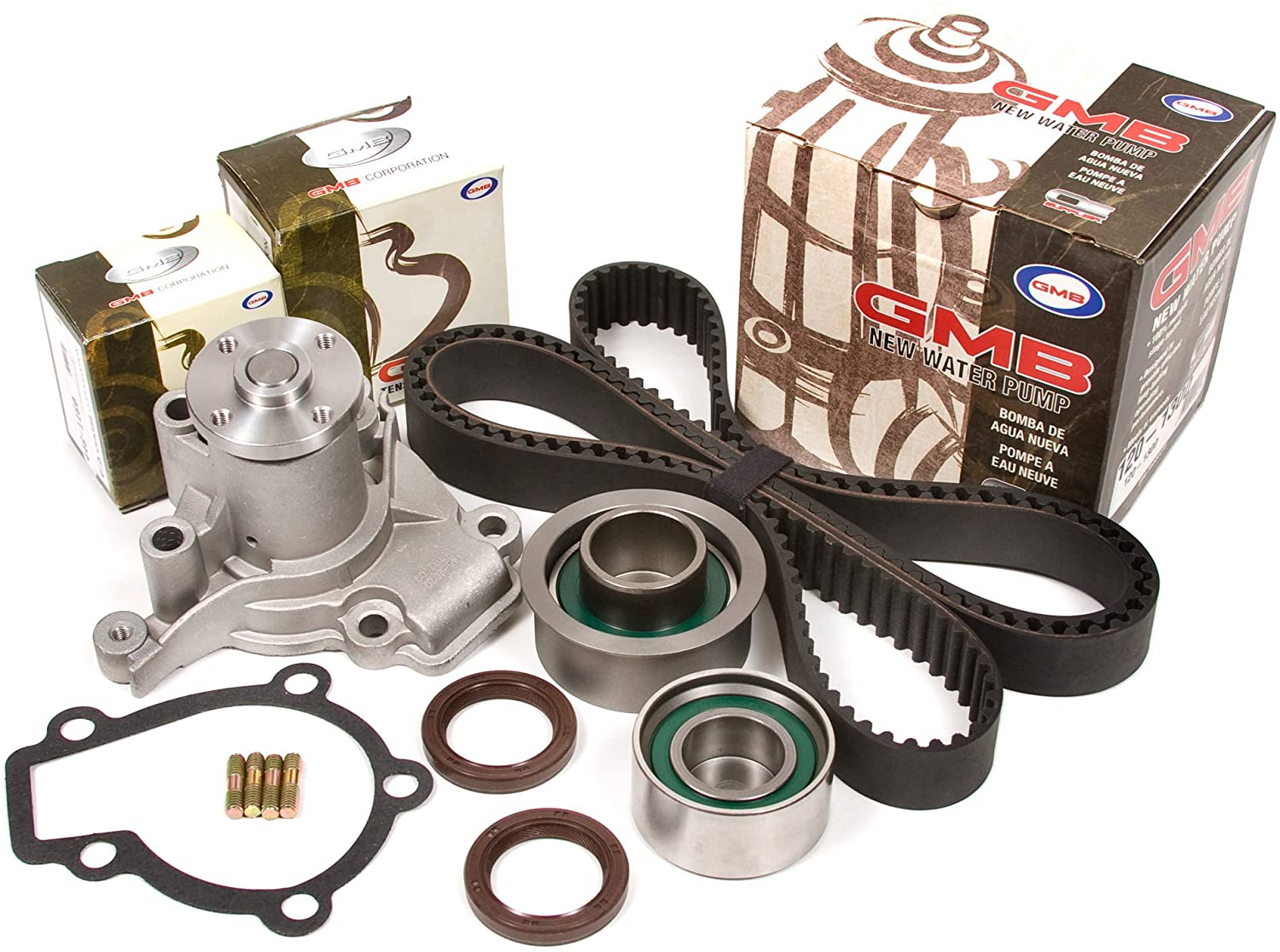 Evergreen TBK284WP Compatible With 97-06 Hyundai Tiburon Tucson Kia 2.0L G4GF Timing Belt Kit GMB Water Pump