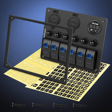 Nilight 6 Gang 5 Pin ON/Off Toggle Rocker Switch Panel with 12V-24V LED Digital Voltmeter 3.1A Dual USB Charger Cigarette Lighter Socket Overload Protection For RV Truck Boat SUV, 2 Years Warranty