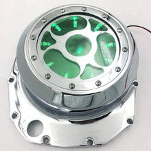 HTTMT MT313-001A- Blue LED Chrome See through Engine Clutch Cover Compatible with Suzuki GSXR1300 Hayabusa 1999-2013 / Suzuki B-king 2008-2009