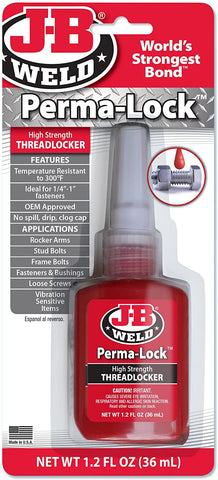 J-B Weld 27113 Perma-Lock High Strength Threadlocker - Red - 13 ml