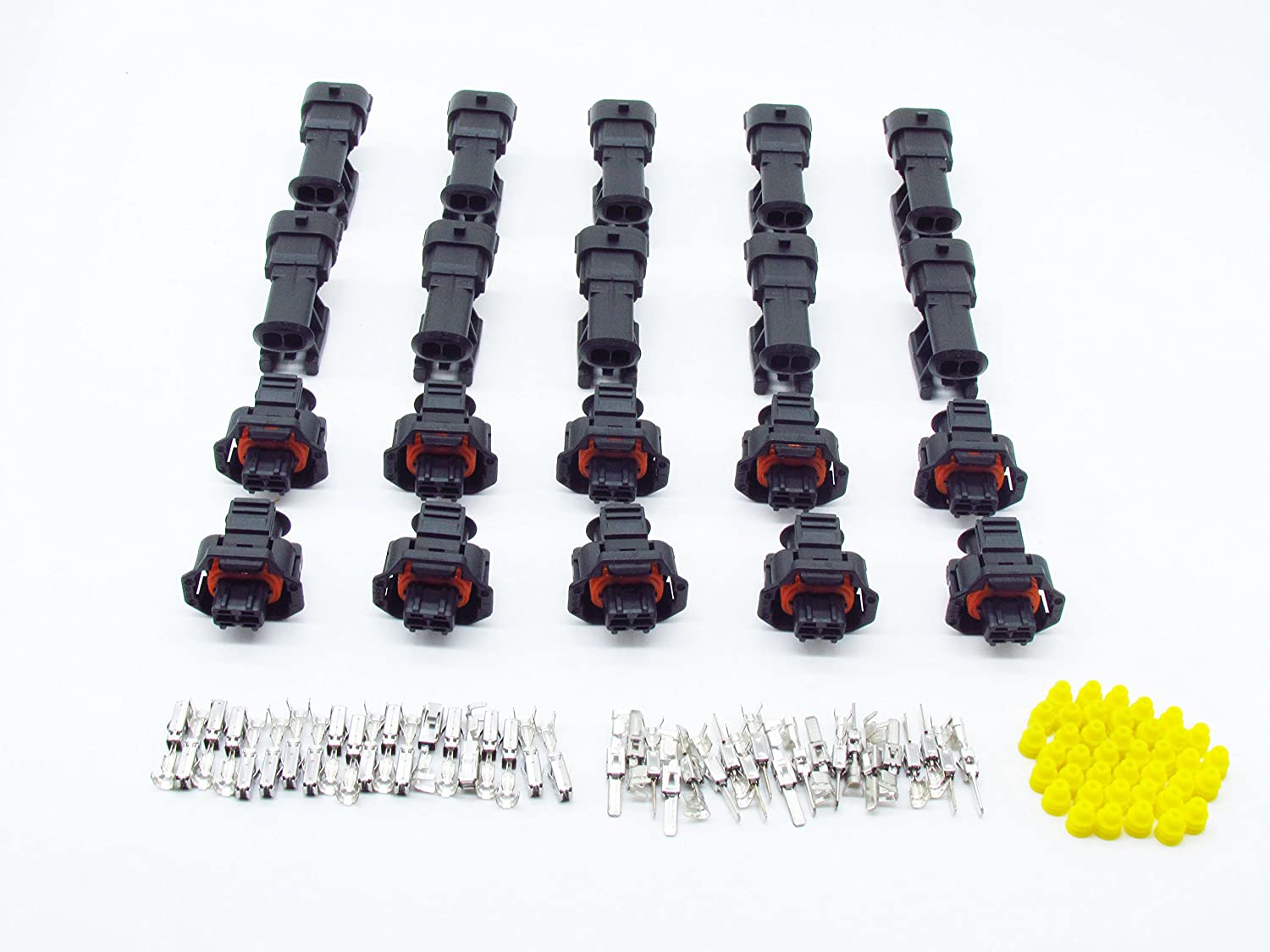 CNKF 10 Sets Bosch 3.5mm 2 pin male female diesel fuel Common rail injector and Crankshaft Sensor connector for VW Audi 1928403874