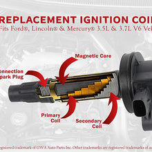 Ignition Coil Pack Set of 6 - Compatible with Ford, Mercury, Mazda & Lincoln Vehicles - 3.5L, 3.7L V6 Edge, F150, Explorer, Mustang, Taurus X, MKZ - Replaces 7T4E-12A375-EE, DG520, 7T4Z12029E, DG-520