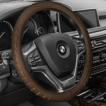 FH Group FH2006 Microfiber Embossed Leather Steering Wheel Cover (Brown) – Universal Fit for Cars Trucks & SUVs