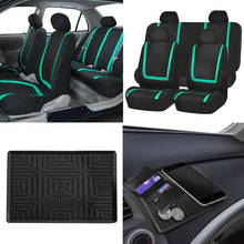 FH Group FB032102 Unique Flat Cloth Pair Set Seat Covers w. 2 Detachable Headrests,Gray/Black- Fit Most Car, Truck, SUV, or Van