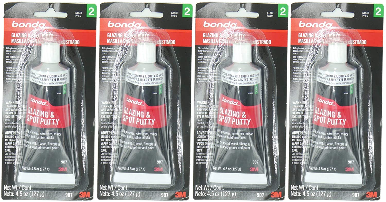 3M Bondo 907 Glazing and Spot Putty - 4.5 oz, 4 Pack