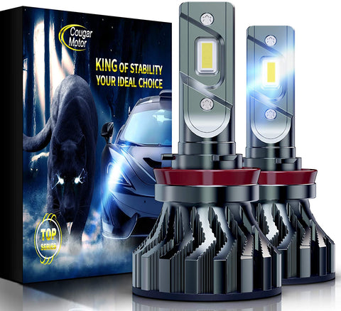 Cougar Motor Flagship H11 (H8, H9) LED Headlight Bulbs, Super Bright 12000Lm 6500K Conversion Kit - Cool White CREE