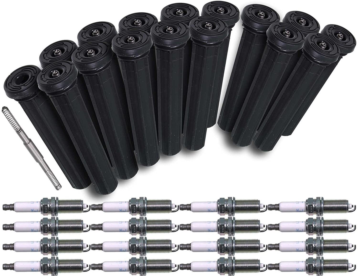APDTY 133851 Spark Plug & Ignition Coil Rubber Boot Tune Up Kit Fits 5.7L Hemi Engine On 2011-2015 Dodge Ram 1500 2500 3500 Pickup (2011-2015 5.7L Hemi Engine Only; Replaces SPLZFR5C11, 88864705)