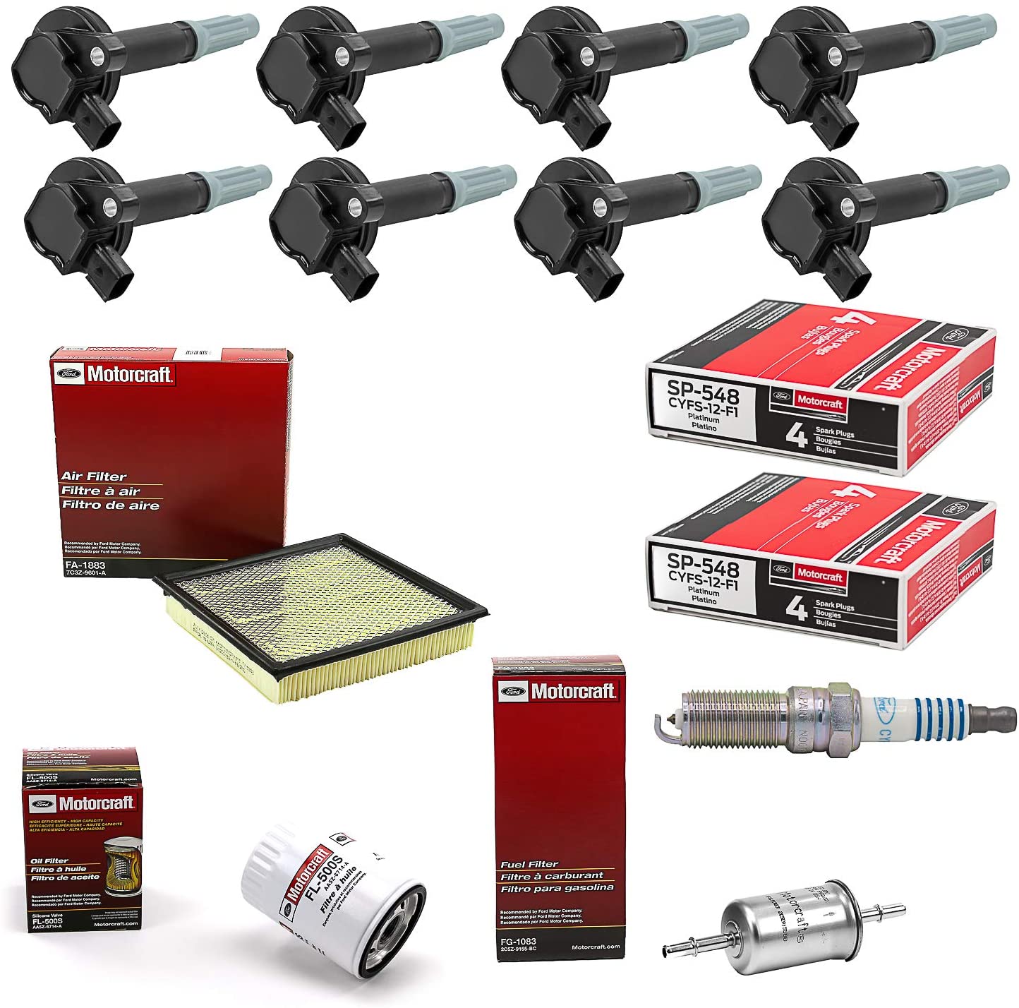 Tune Up Kit compatible with 2013 Ford F-150 5L-V8 Ignition Coil DG-542 Spark Plug SP-548 FA1883