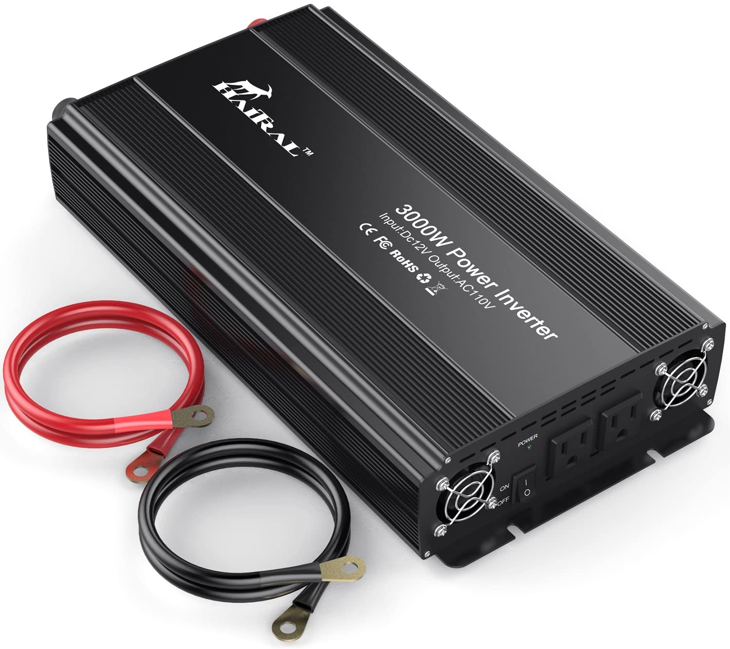 HAITRAL Power Inverter 3000W Modified Sine Wave Inverter 3000 Watt 12 Volt DC to 110 Volt AC Converter with Three Intelligent Temperature Control Fans