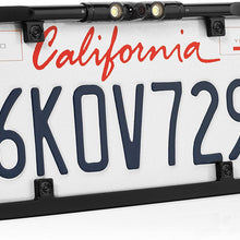 BOYO VISION Ultra-Slim Full-Frame License-Plate Camera with LED Lights and Trajectory Parking Lines (Black), One Size
