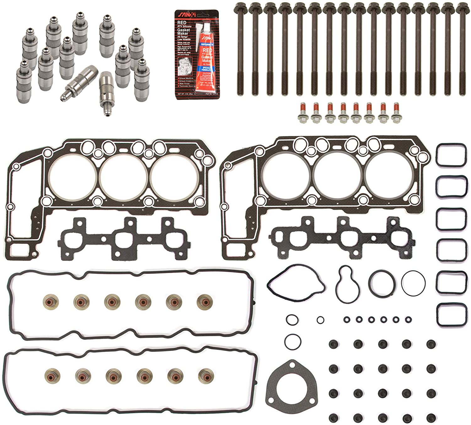 Evergreen HSHBLF8-30301G Graphite Head Gasket Set Lifters Compatible With 05-12 Dodge Dakota Durango Jeep 3.7 SOHC