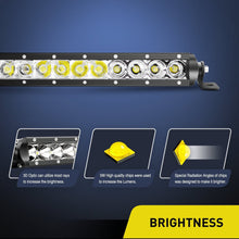 Nilight 17" 80w LED Work Light Single Row Spot Flood Combo LED Light Bar Driving Lights Offroad Lighting - 2 Style Mounting Brackets,2 years Warranty