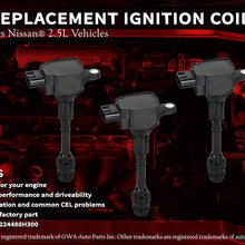 Ignition Coil Pack Set of 4 - Compatible with Nissan Vehicles - 2002, 2003, 2004, 2005, 2006 Altima 2.5L, Sentra 02, 03, 04, 05, 06 - Replaces 224488H300, 224488H315, 22448-8H310, 22448-8H311