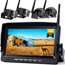 Xroose Backup Camera Wireless with DVR 9" FHD Monitor for Truck RV Trailer Rear Side View Reversing 4 Back Up Camera W/Built-in Recorder Monitor Stable Signal System CX4